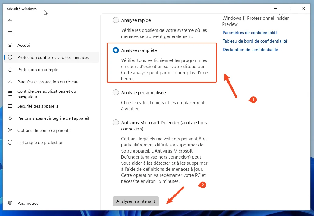 Analyser windows 11