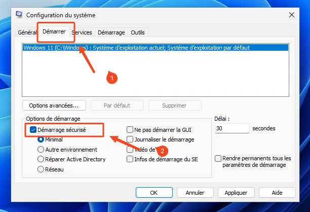Demarrage securiser windows 11
