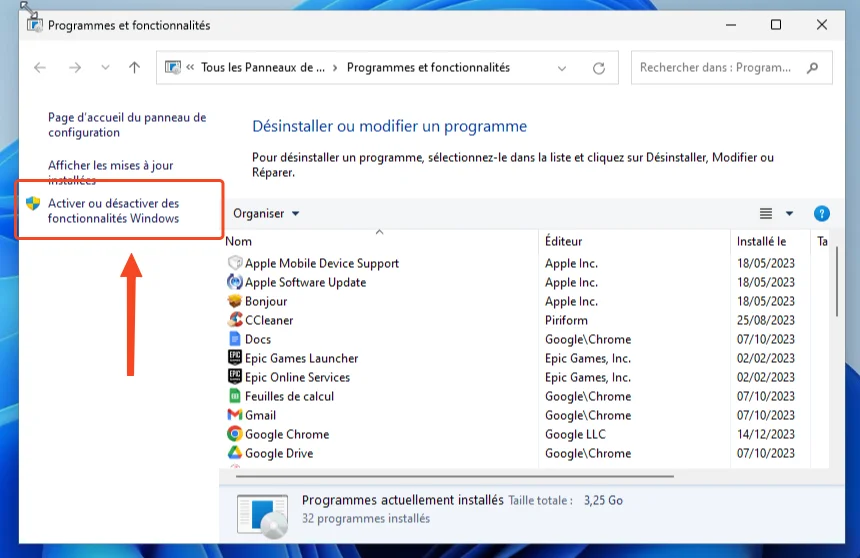 Paneau configuration sandbox