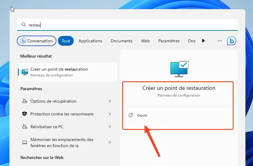 Restauration windows 11