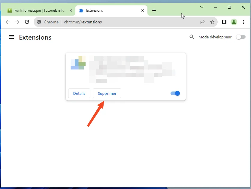 Supprimer extention chrome