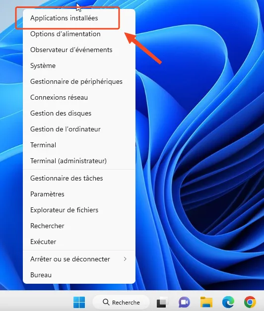 Applications installes windows 11