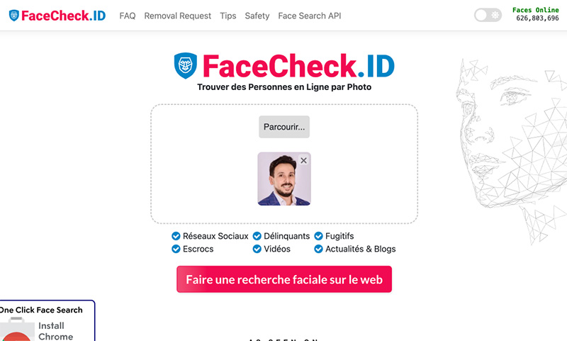Find a person with their photo on FaceCheck.ID