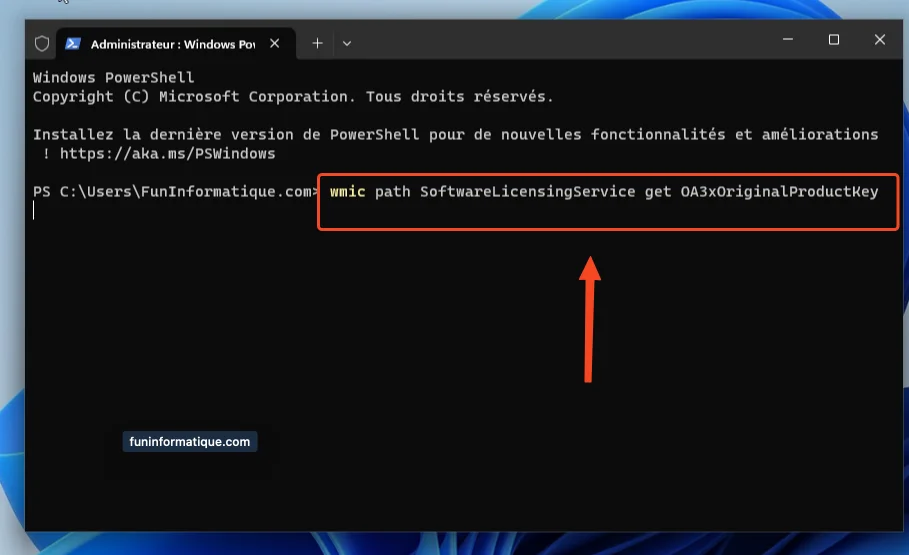 Invite commande cle produit windows 11