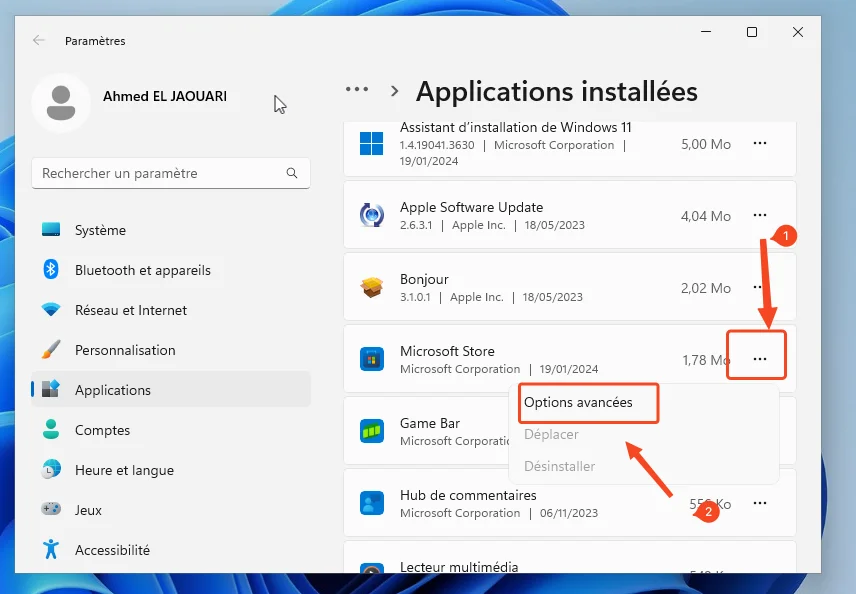 Microsoft store applications installes