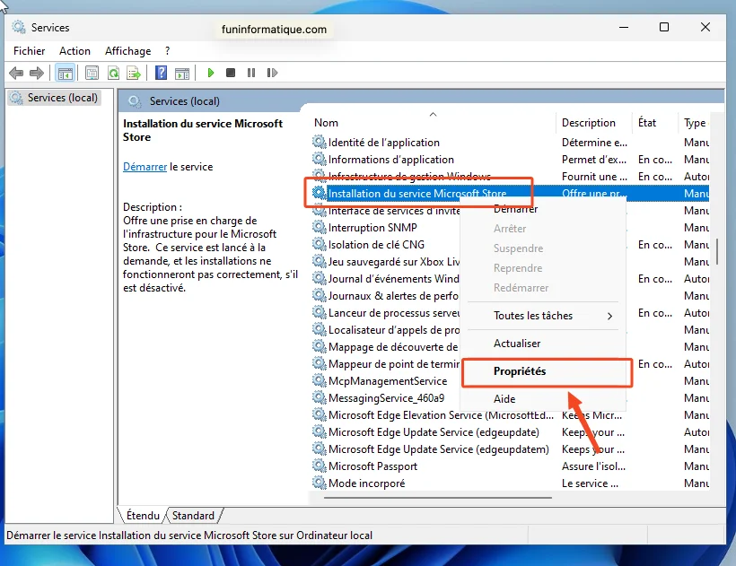 Service instalation microsoft store