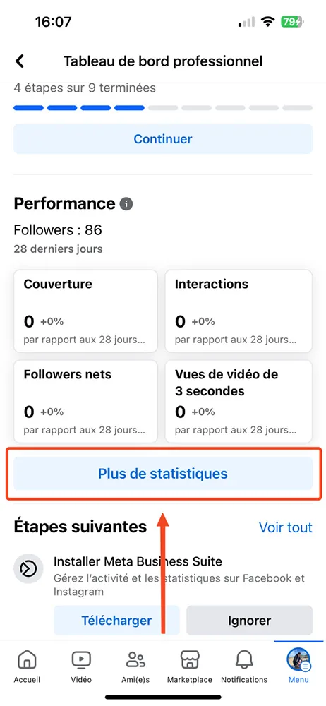Statistique facebook profil visiteurs