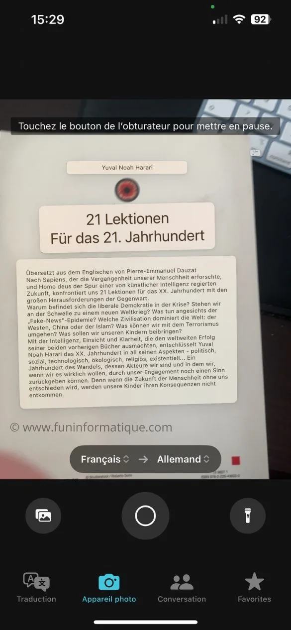 App traduire apple iphone camera