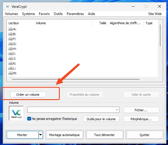 Creer volume veracrypt