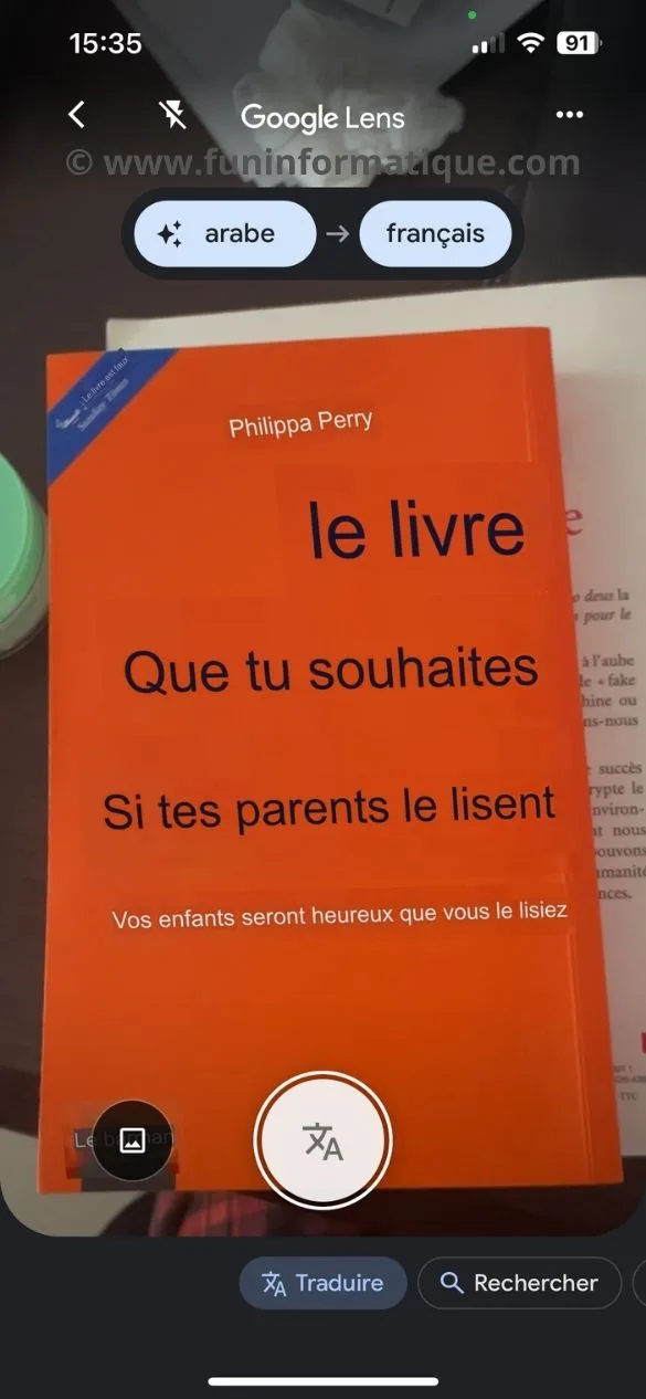 Google lens traduire texte camera