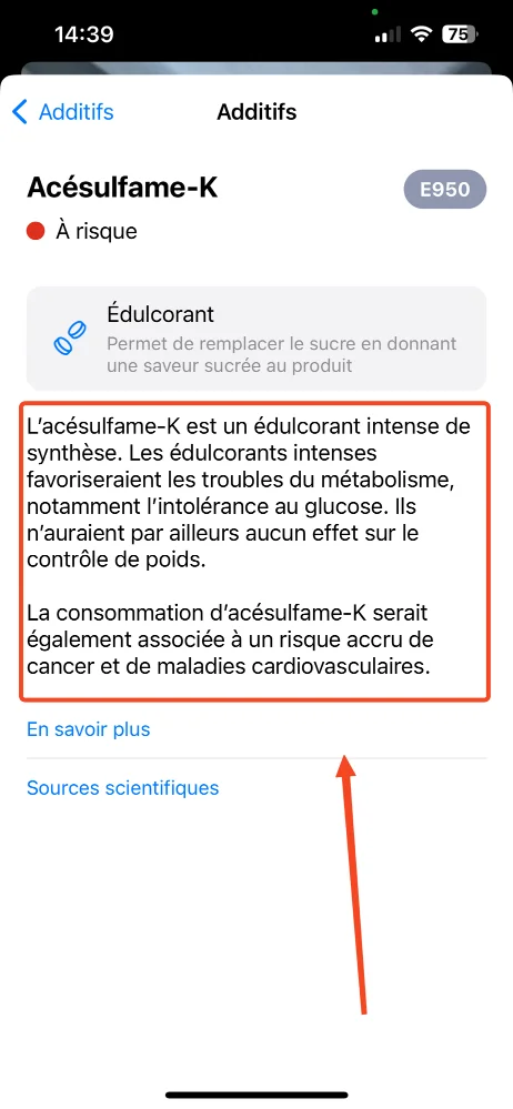 Informations ingrediant yuka app