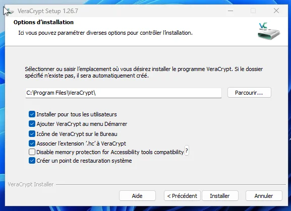 Instalation veracrypt