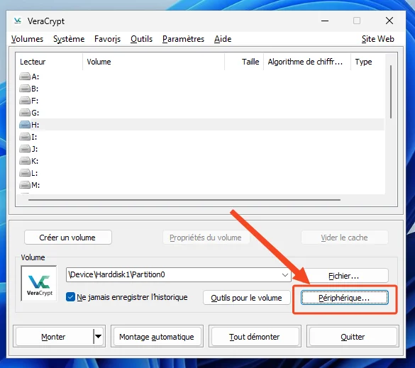 Lecture usb crypte veracrypt