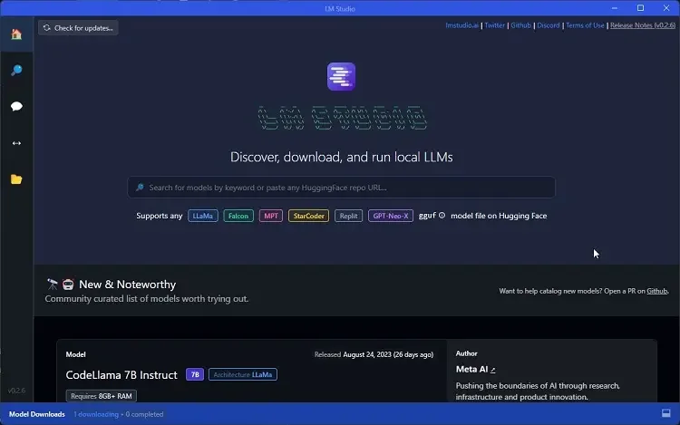 Barre recherche llm studio