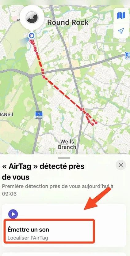 Localiser airtag detecte pres de vous