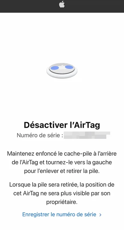 Safari desactiver airtag