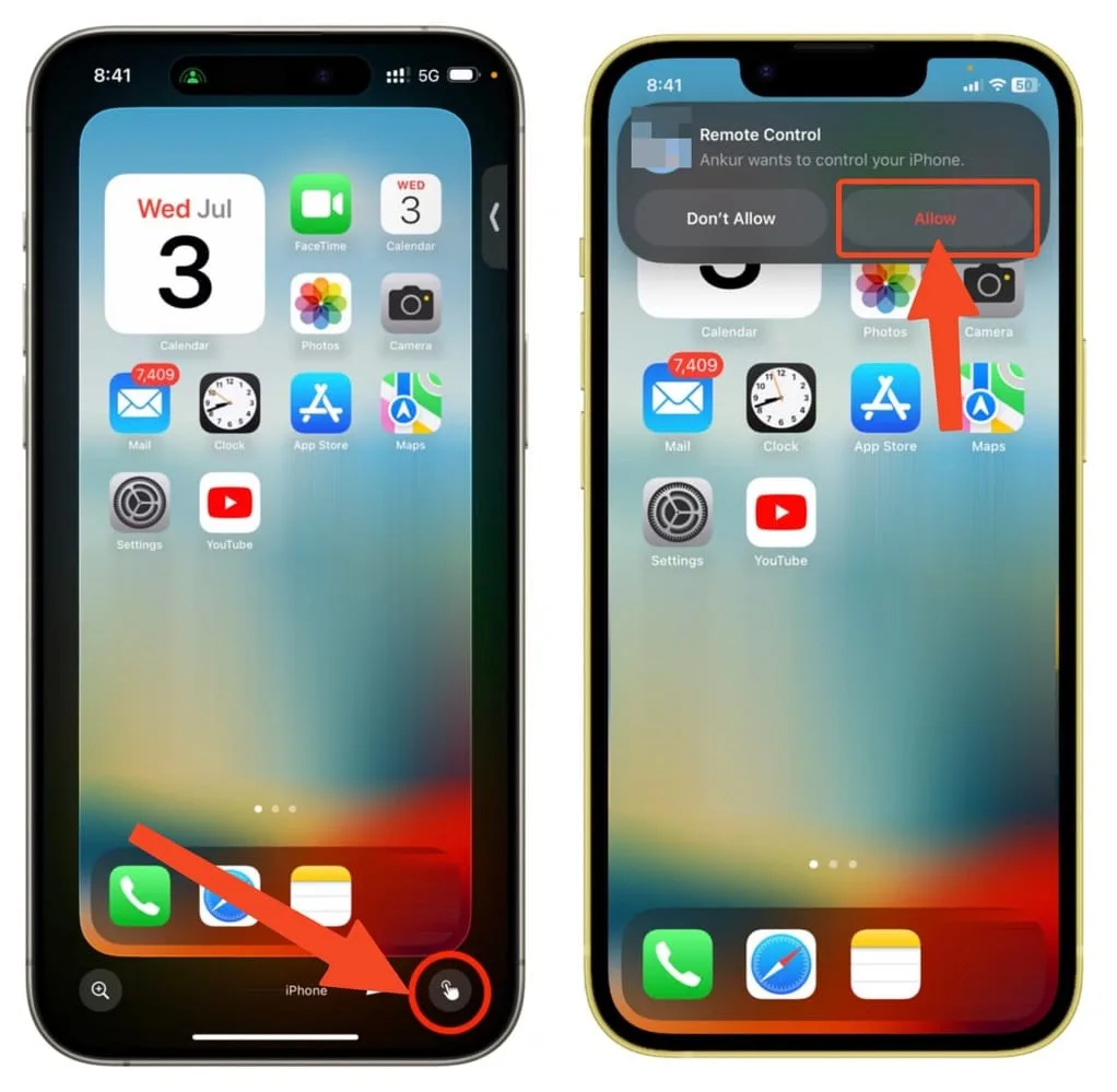Accepter controle distance facetime iphone