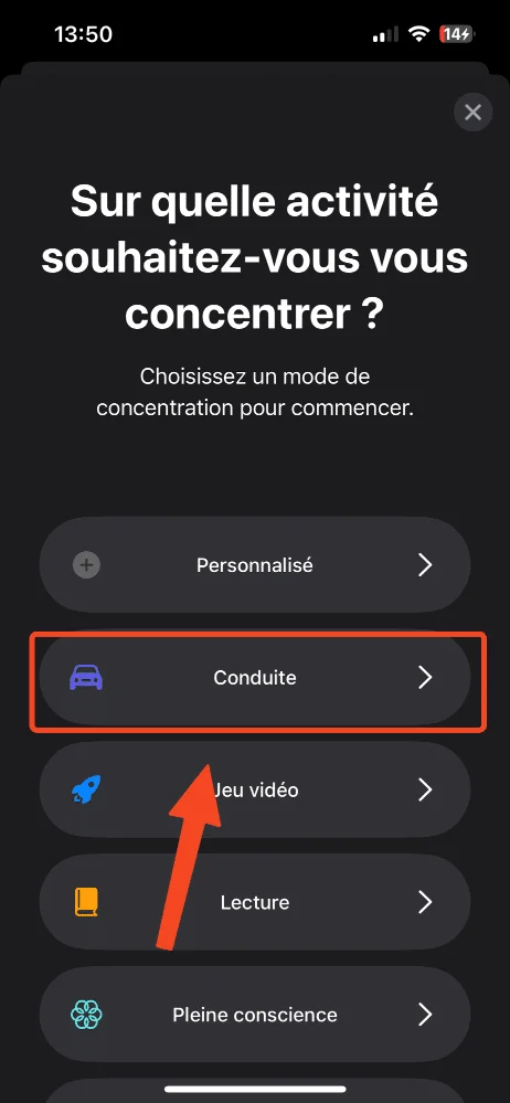 Conduite concentration iphone