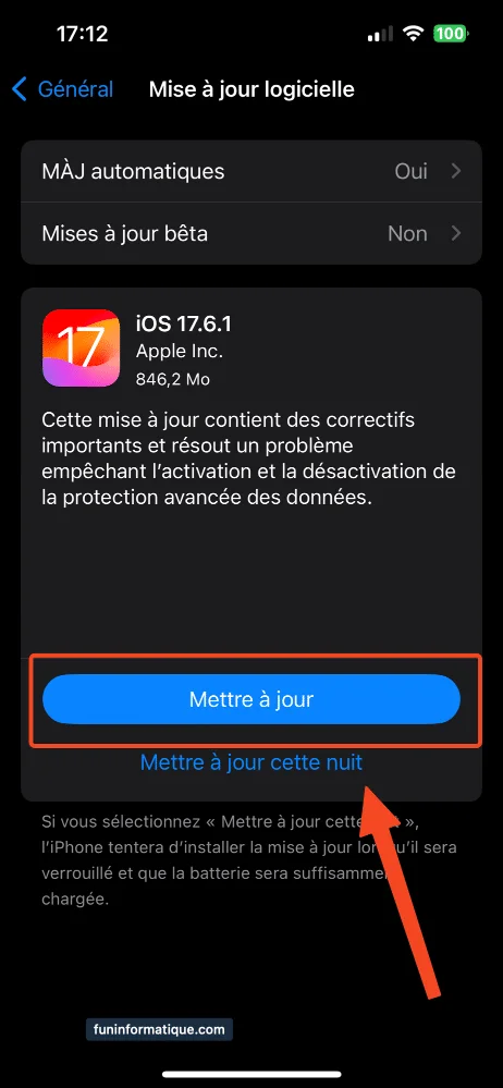 Mettre a jour ios