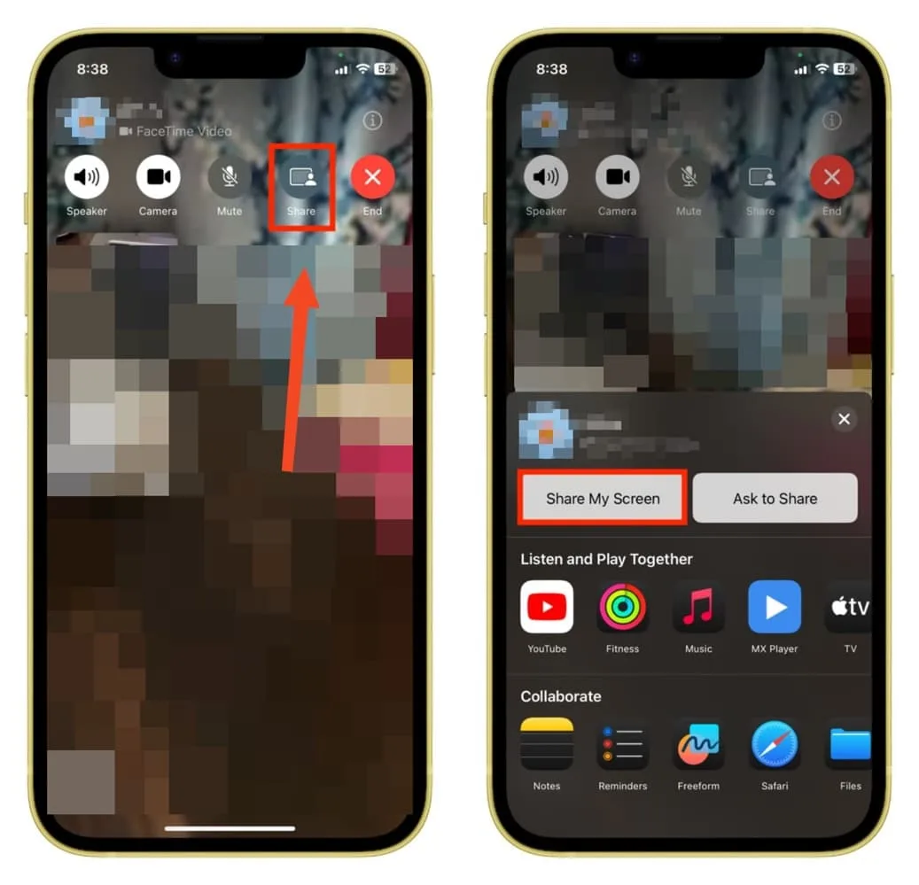 Partager ecran facetime