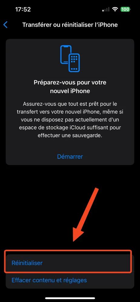 Reinitialiser iphone