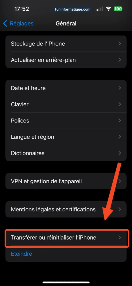 Treansferer ou reinitisaliser iphone
