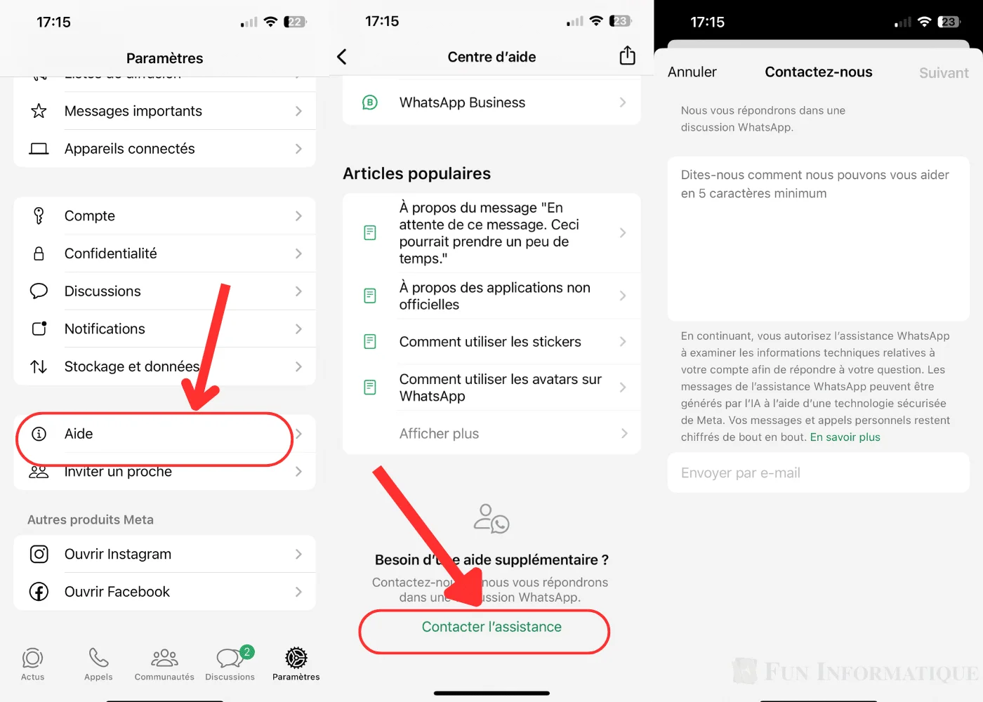 Contacter asistance whatsapp
