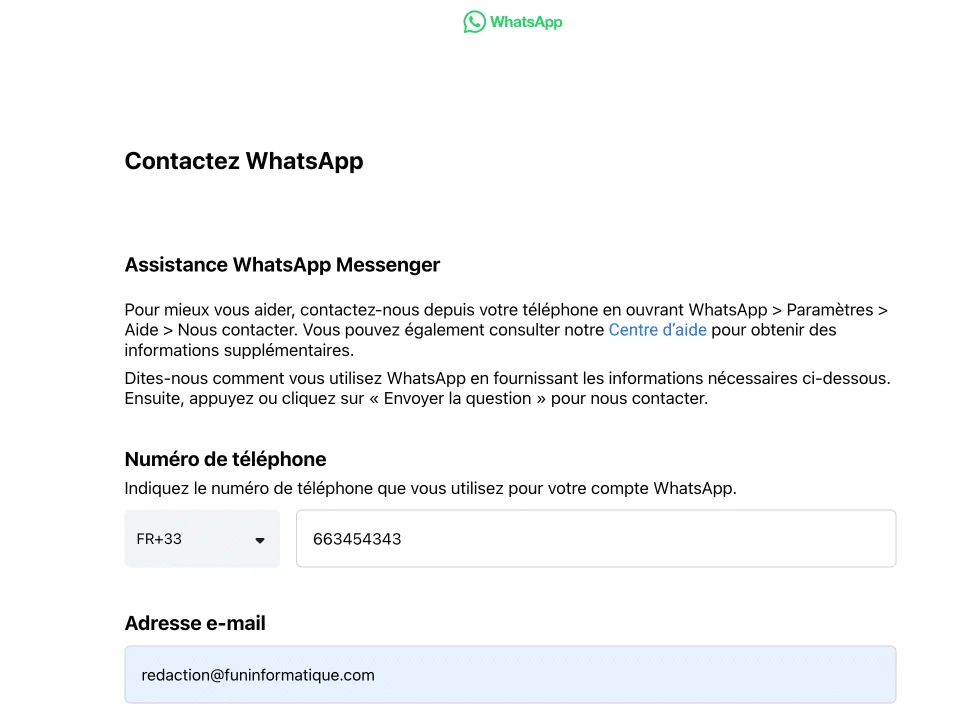 Contacter whatsapp