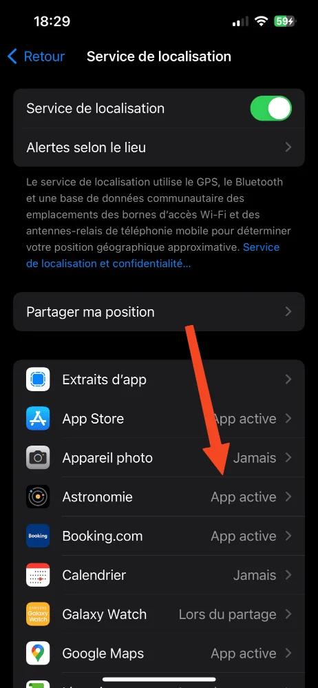 Localisation iphone