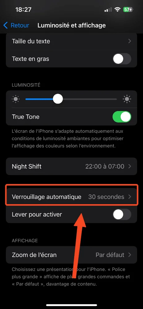 Verrouillage automatique iphone 30 secondes