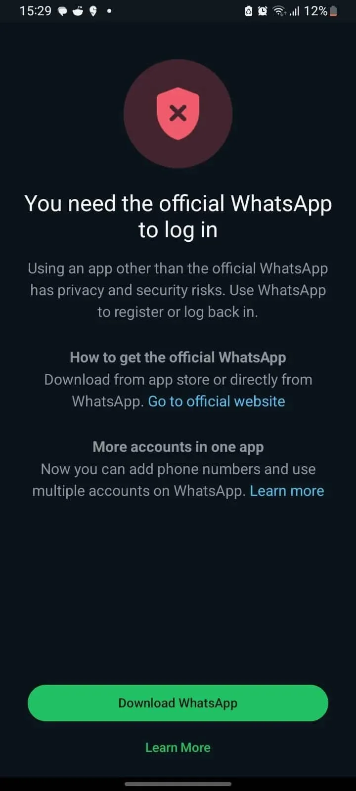 Whatsapp bloque spam