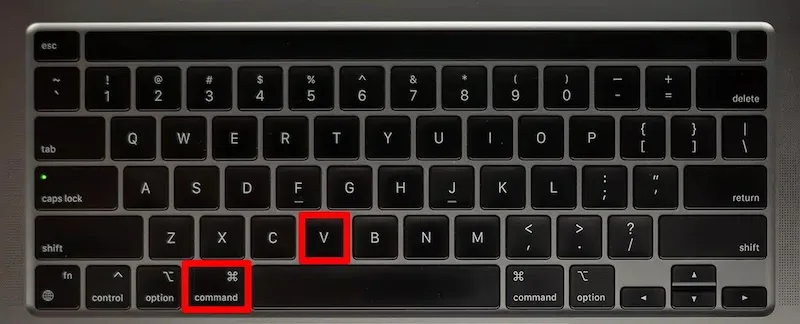 Coller command V Mac clavier