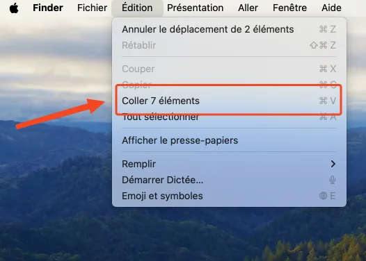 Coller menu mac