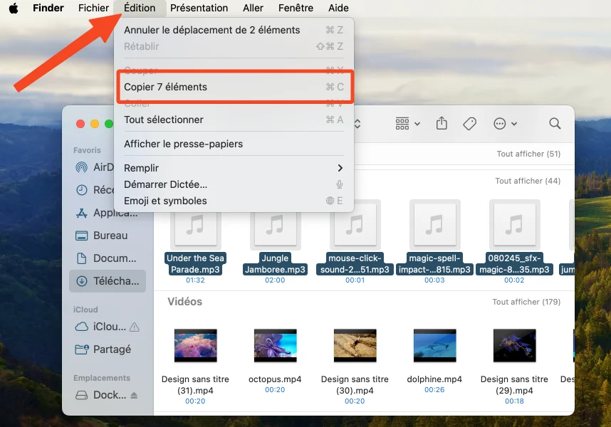 Copier menu modifier mac