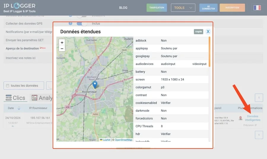 Donnees intelligentes iplogger