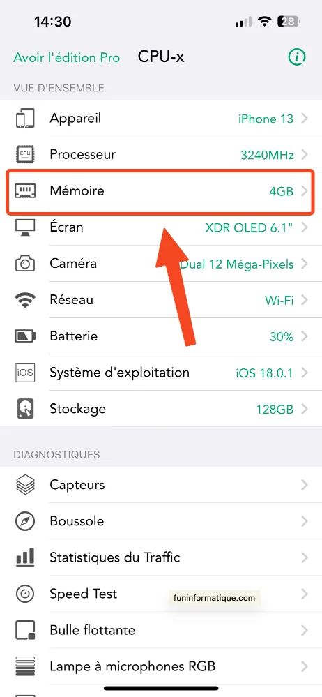 Infos iphone cpu x