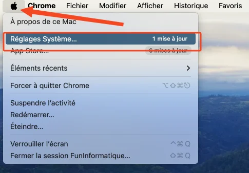 Reglages systeme apple