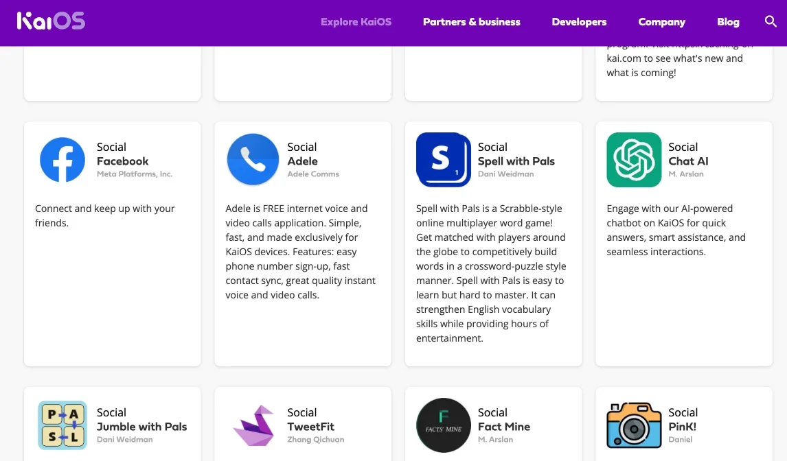 Capture d'écran Boutique KaiOS