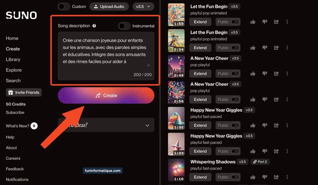 Suno description chanson