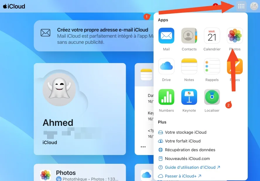Icloud photos menu