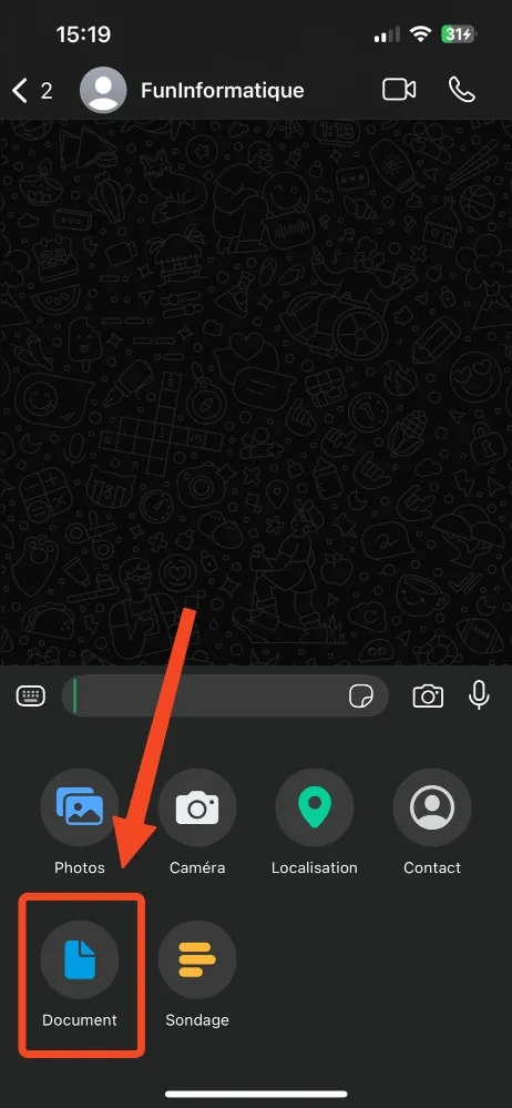 Joindre document whatsapp