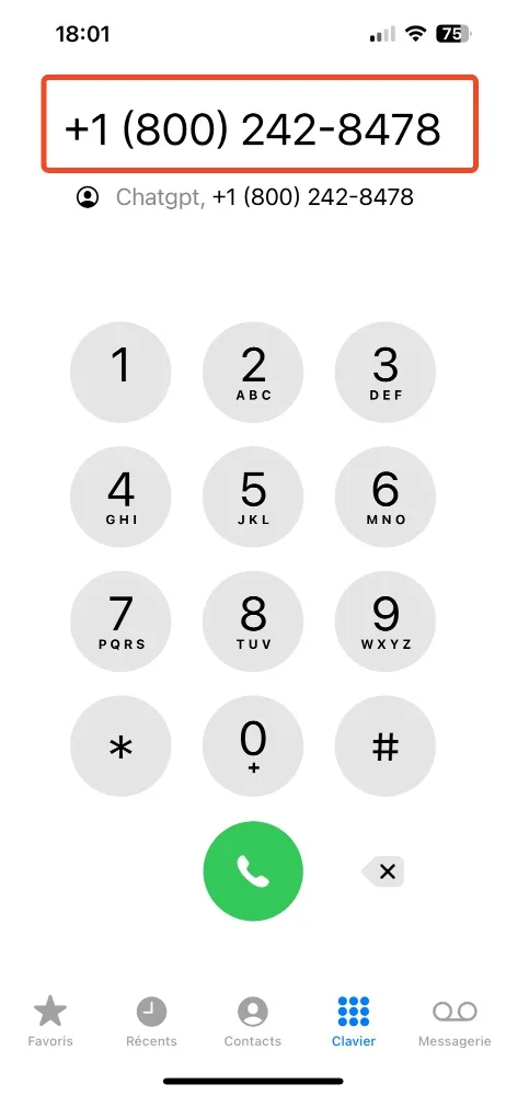 Chagpt numero telephone