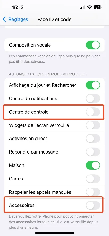 Face id centre controle iphone accessoire