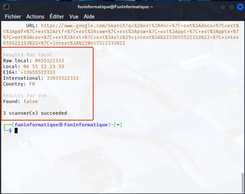 Numero telephone france phoneinfoga