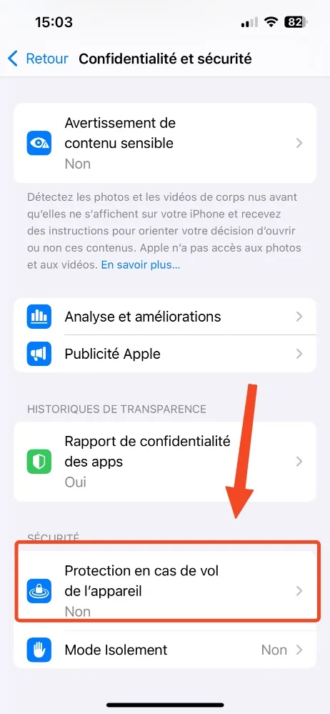 Protection en cas de vol de lappareil iphone
