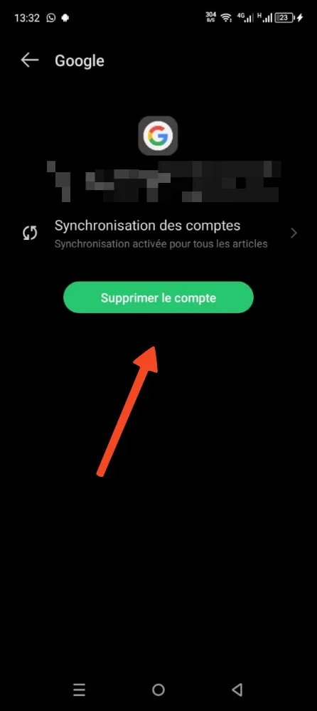 Supprimer compte google android
