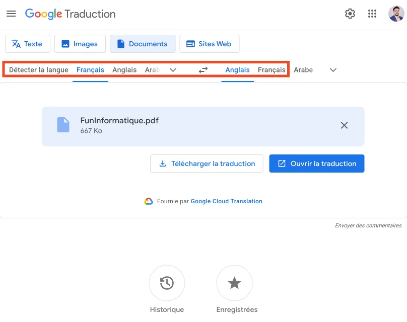 Traduire pdf