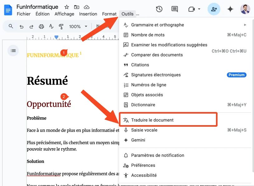 Traduite pdf sans rien installer