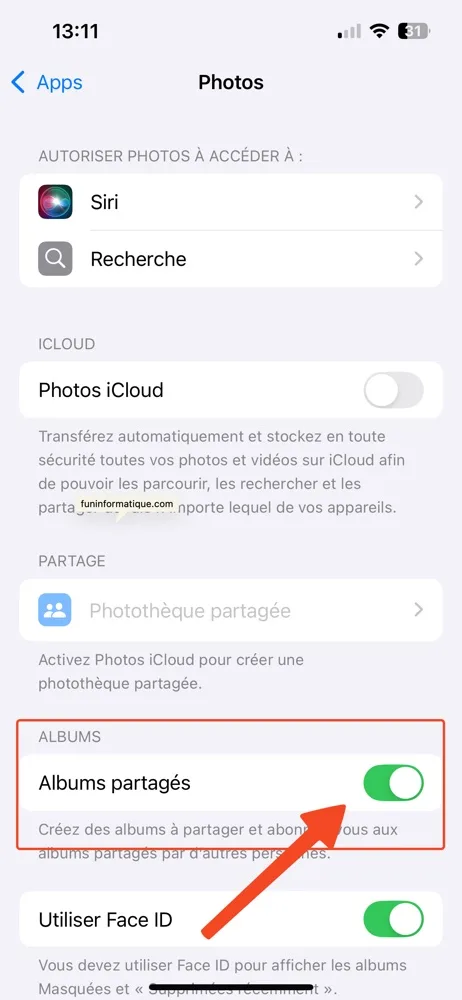 Album partage iphone