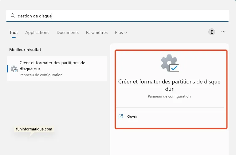 Gestion disque windows